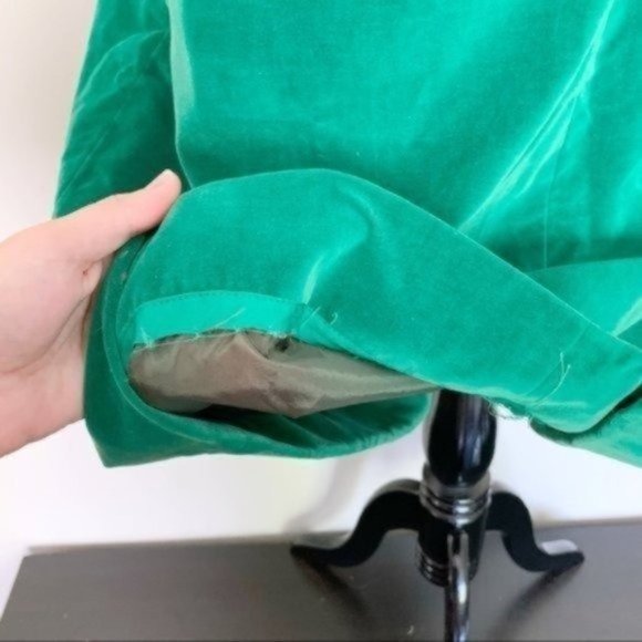 Vintage 50s 60s Emerald Green Velvet Long Sleeve Midi Dress XS/S - Picture 7 of 8